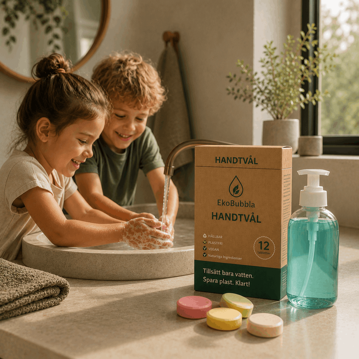EkoBubbla STARTKIT – Skumpump + 12 Handtvålstabletter | Spara 49 kr