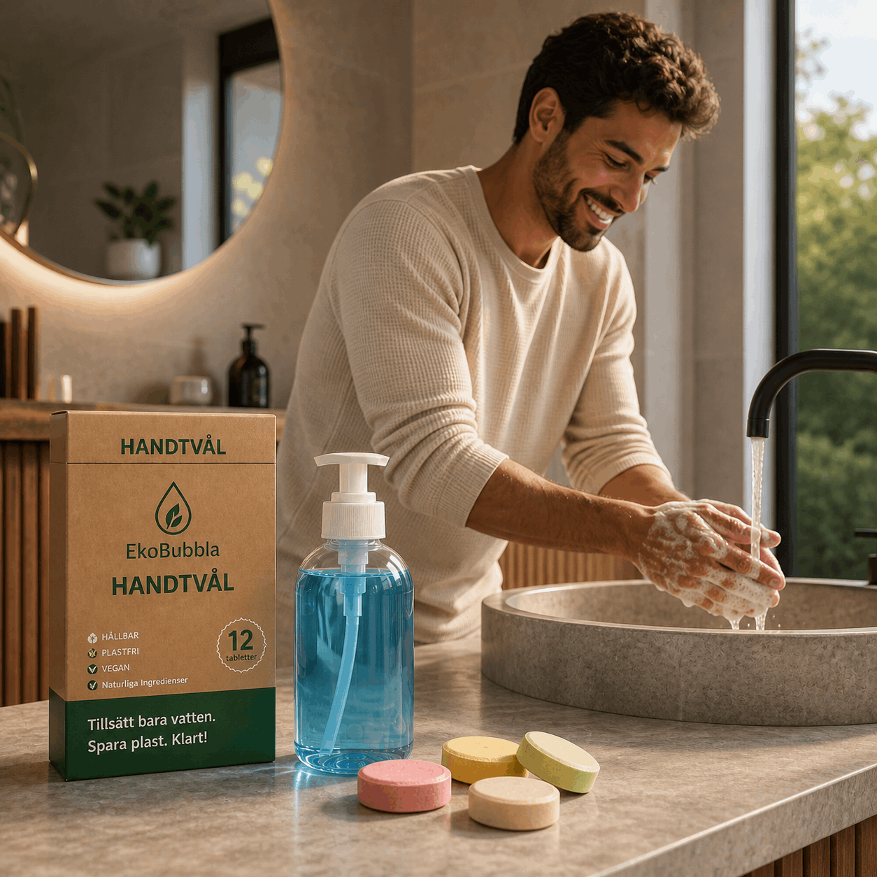 EkoBubbla STARTKIT – Skumpump + 12 Handtvålstabletter | Spara 49 kr