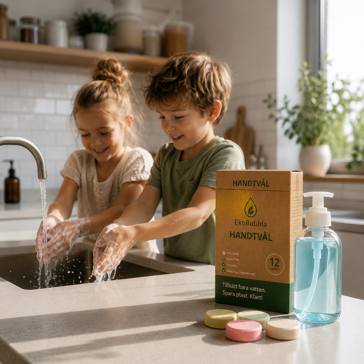 EkoBubbla STARTKIT – Skumpump + 12 Handtvålstabletter | Spara 49 kr