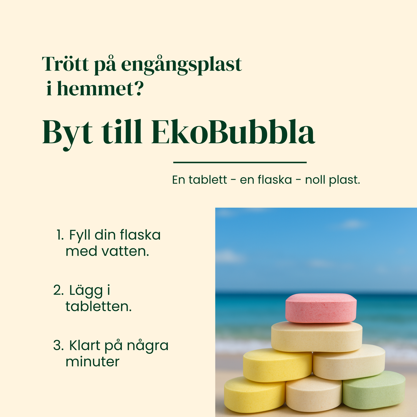 EkoBubbla STARTKIT – Skumpump + 12 Handtvålstabletter | Spara 50 kr