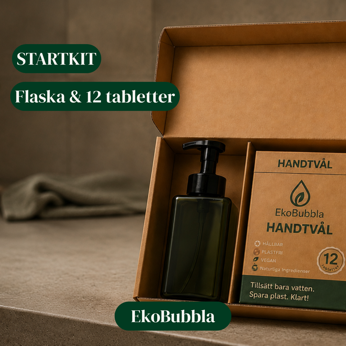 EkoBubbla STARTKIT – Skumpump + 12 Handtvålstabletter