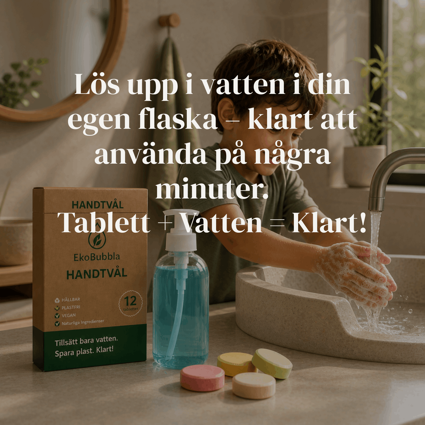 EkoBubbla STARTKIT – Skumpump + 12 Handtvålstabletter | Spara 49 kr